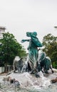 Norse goddess Gefjon statue by Anders Bundgaard on the Gefion Fountain. Churchill Park . Copenhagen. Denmark