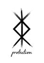 Norse symbol for protection, Nordic viking bind rune magic script tattoo, mystical logo sign in paint brush style Royalty Free Stock Photo