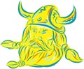 Norseman Viking Beard Etching Royalty Free Stock Photo