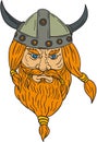 Norseman Viking Warrior Head Drawing Royalty Free Stock Photo