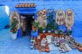 Morocco. Chefchaouen. Souvenirs shop in a blue street of the medina Royalty Free Stock Photo