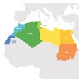 North Africa Region. Colorful map of countries in northern Africa. Vector illustration