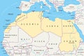 North Africa region, political map