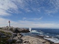 Canada, Nova Scotia, lighthouse of Peggy`s Cove Harbor City Royalty Free Stock Photo