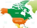 North America detailed political map with lables Royalty Free Stock Photo