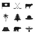 North america icons set, simple style