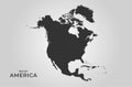 North america map icon. vector silhouette image of western world continent