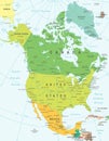 North America - map - illustration. Royalty Free Stock Photo
