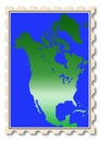 North America map illustration on stamp Royalty Free Stock Photo