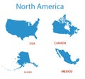 North america - maps of territories - vector