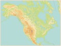 North America Physical Map. Vintage color. No text Royalty Free Stock Photo