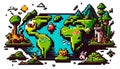 North America on Planet Earth: A Cute Pixel Art Journey, Made with Generative AI