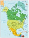 North America Political Map Royalty Free Stock Photo