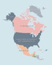 North America political map Vector flat illustration Royalty Free Stock Photo