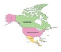 North America Political Map. Vector Illustration Royalty Free Stock Photo