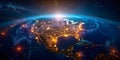 North America\'s Strength in Global Interconnected Networks: A Geographic Perspective. Concept