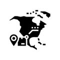 north america shipment tracking glyph icon vector illustration Royalty Free Stock Photo