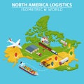 North America transportation and logistics. Delivery and shipping infographic elements. Royalty Free Stock Photo