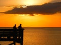 North America, USA, Florida, Crystal River, Fisherman at sunset at Fort Island Beach Royalty Free Stock Photo