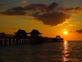 North America, USA, Florida, sunset over Naples Pier Royalty Free Stock Photo