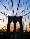 North America, USA, New York, Manhattan, Brooklyn Bridge Royalty Free Stock Photo
