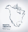 North America vector chalk drawing map isolated on a white background Royalty Free Stock Photo