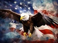 North American Bald Eagle on American flag Royalty Free Stock Photo