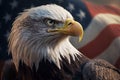 North American bald eagle on the background of the American flag. ai generative Royalty Free Stock Photo