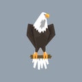 North American Bald Eagle character sitting on a branch of tree, symbol of freedom and independence vector illustration Royalty Free Stock Photo