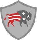 North American Bison USA Flag Shield Retro Royalty Free Stock Photo