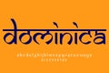 North American Country Dominica name text design. Indian style Latin font design, Devanagari inspired alphabet, letters and