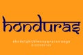 North American Country Honduras name text design. Indian style Latin font design, Devanagari inspired alphabet, letters and