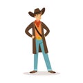 North American cowboy western cartoon character vector Illustration