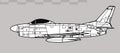 North American F-86D Sabre. Vector drawing of early jet interceptor aircraft.