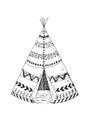 North American Indian tipi with tribal ornament