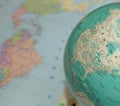 North American map of the globe with a map of the earth in the background Royalty Free Stock Photo