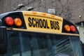 North American school bus closeup Royalty Free Stock Photo