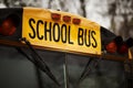 North American school bus windshield Royalty Free Stock Photo