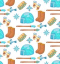 North arctic symbols doodle seamless vector pattern