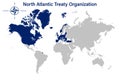 North Atlantic Treaty Organization on political map of the world in 2022