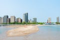 North Avenue Beach and Lake Michigan with Skyscrapers on Lake Shore Drive in Chicago Royalty Free Stock Photo