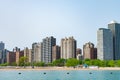 North Avenue Beach and Lake Michigan with Skyscrapers on Lake Shore Drive in Chicago Royalty Free Stock Photo