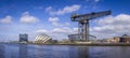 North Bank of the River Clyde, showing the Armadillo, the Finnieston Crane and the North Rotunda. Royalty Free Stock Photo