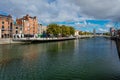 North bank of the river Liffey at Dublin City Center Royalty Free Stock Photo