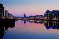 North bank of the river Liffey at Dublin City Center at night Royalty Free Stock Photo