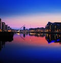North bank of the river Liffey at Dublin City Center at night Royalty Free Stock Photo