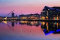 North bank of the river Liffey at Dublin City Center at night Royalty Free Stock Photo