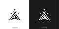 Creative North Star Camp Logo. Arrow Up North Star and Tent Icon Graphic. Royalty Free Stock Photo