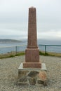 Monument erected by king Oscar the Second at the North Cape, Norway.