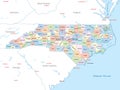 North Carolina counties map Royalty Free Stock Photo